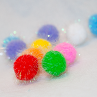 10-Pack Colorful Sparkle Pom-Pom Cat Toys